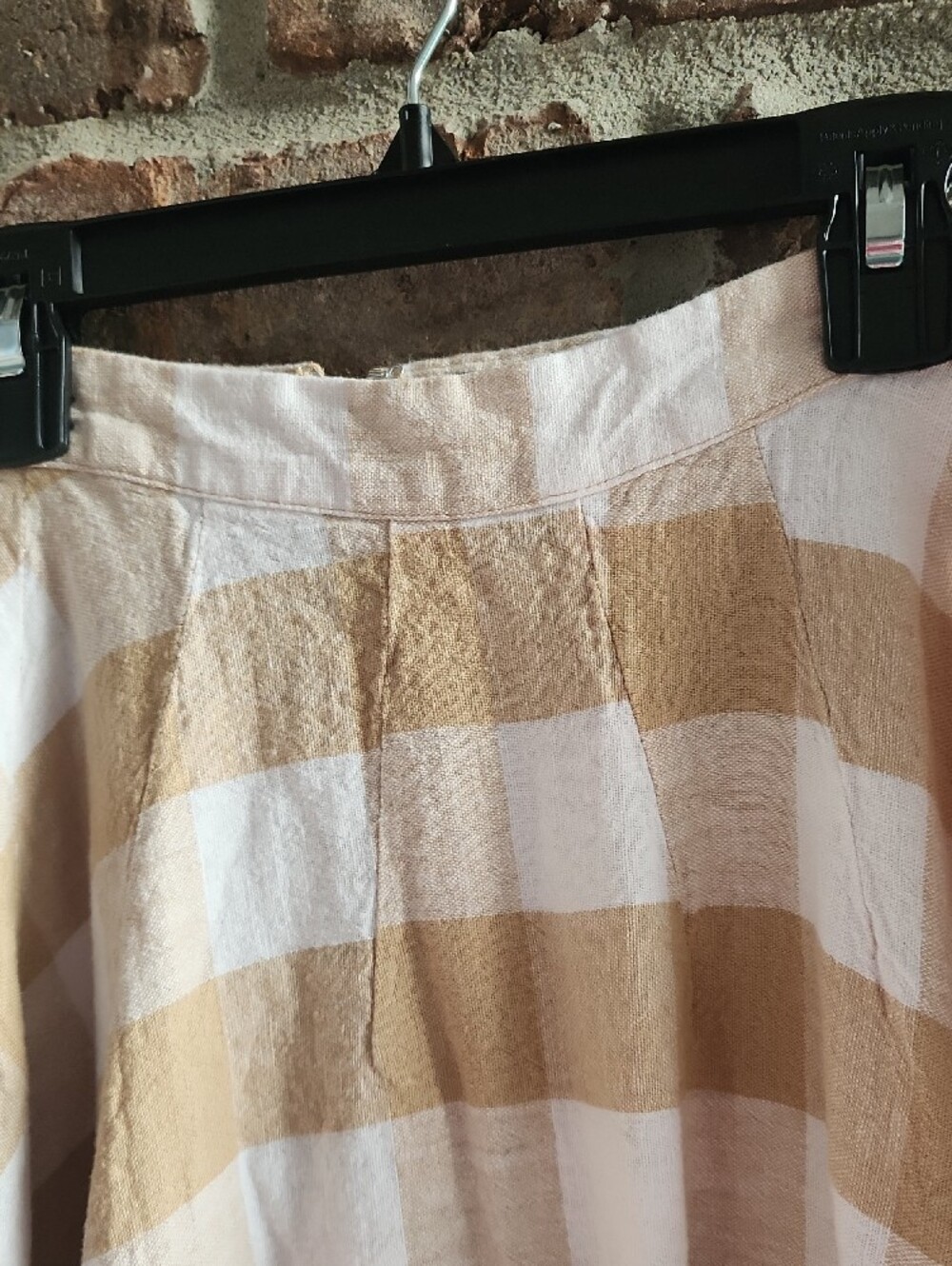 Who What Wear Cream and Tan Checked Midi Skirt - Picture 3 of 4